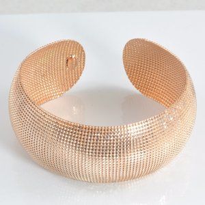 New  Italian Silver Average Paillette Finish Cuff, Sterling